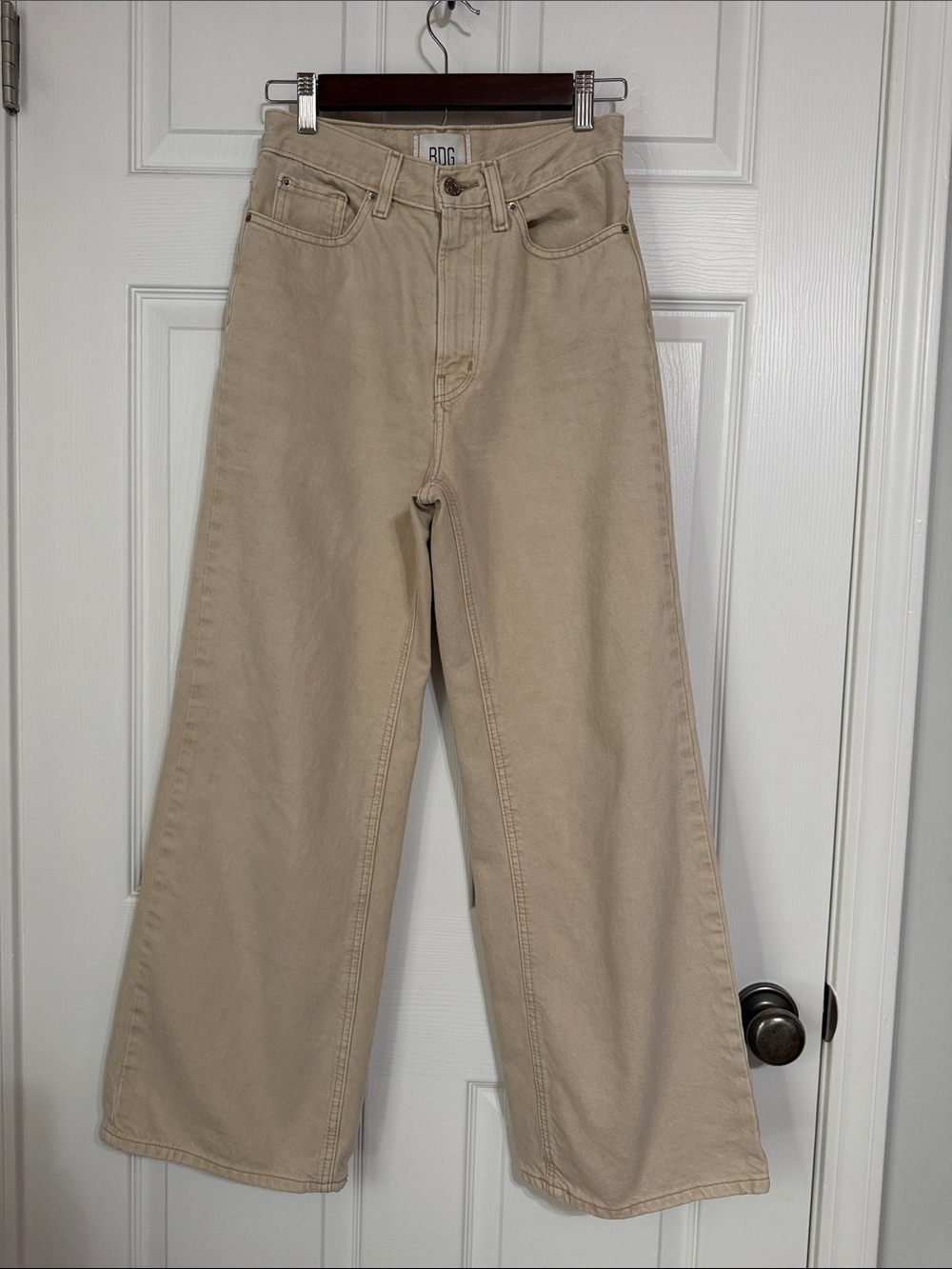 BDG Beige Wide-Leg High-Rise Jeans